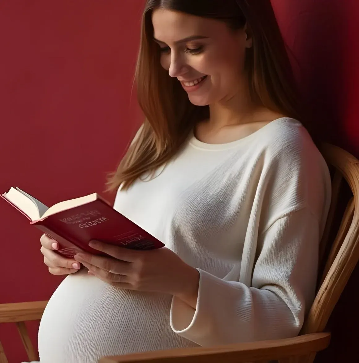مادر باردار در حال کتاب خواندن